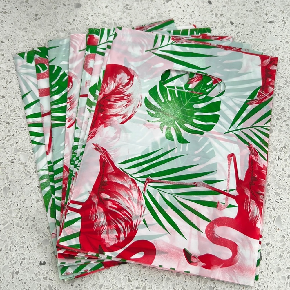 15pcs Flamingo Loot Bags Favor Bags Treat Bags 5.75"x5.75" In.